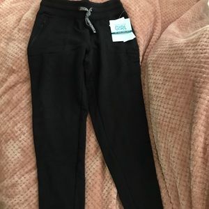 Athleta girls sz m 8-10 soft cozy black sweatpants w front & back pockets nwt